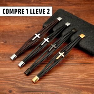 Pulsera Christ Style de Cuero Legítimo con cierre magnético - Compre 1 lleve 2