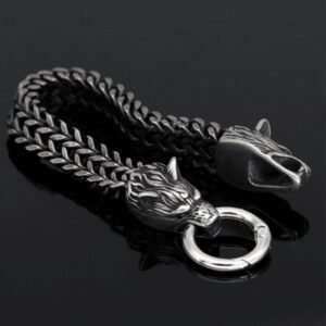 Brazalete Cabeza de Lobo Estilo Vikingo en Acero Inoxidable - Clube Boss