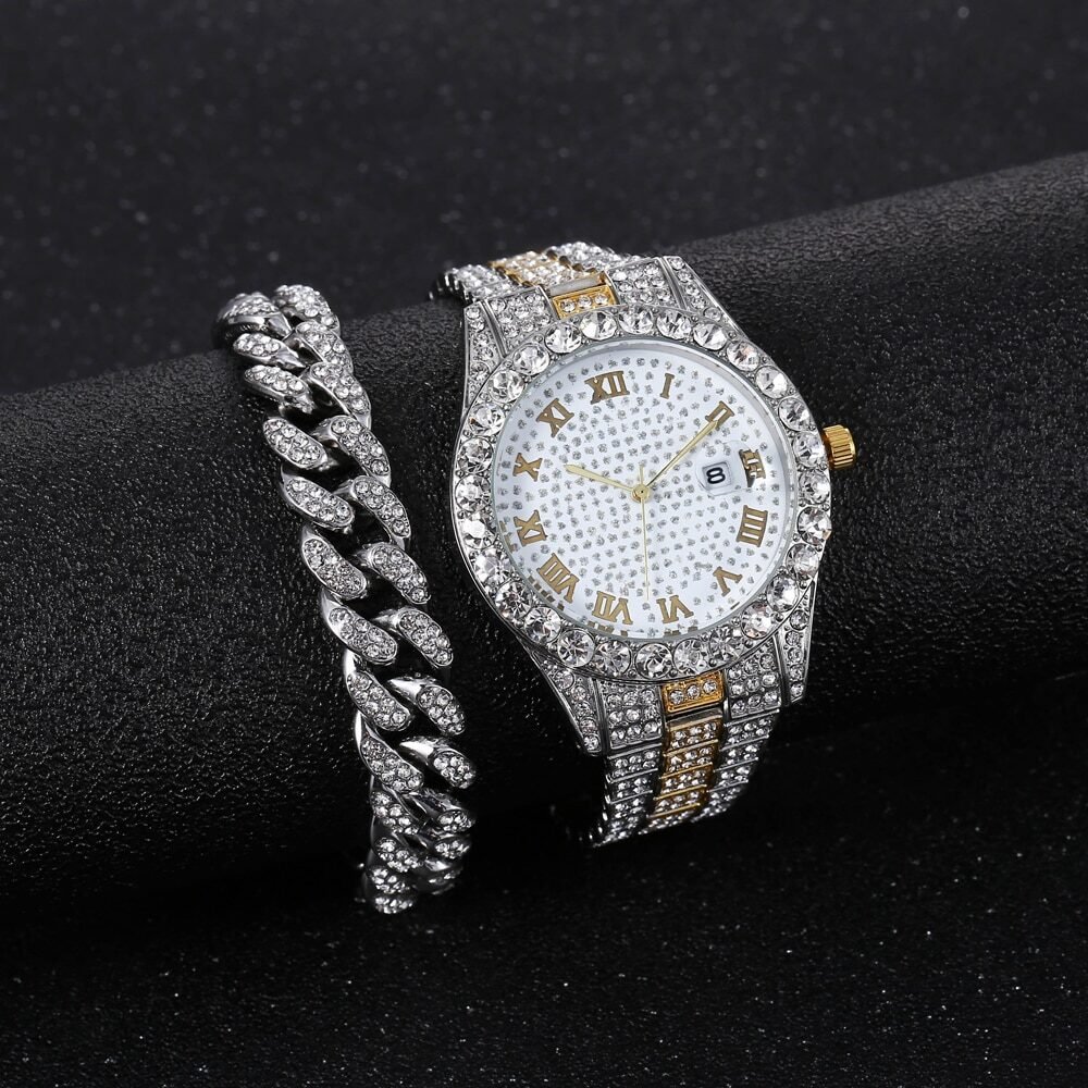 Set de Reloj Hombre con Pulsera de Diamantes I